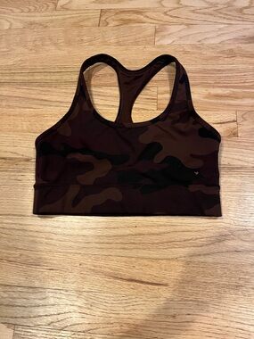 GAP Brown Camo Racerback Sports Bra